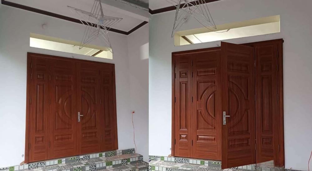 Lắp Đặt Cửa Thép Vân Gỗ Cẩm Mỹ